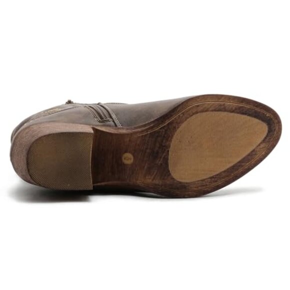 Women's Cowgirl Ankle Boots Embroidered Stitching Low Heel Western - Picture 8 of 8